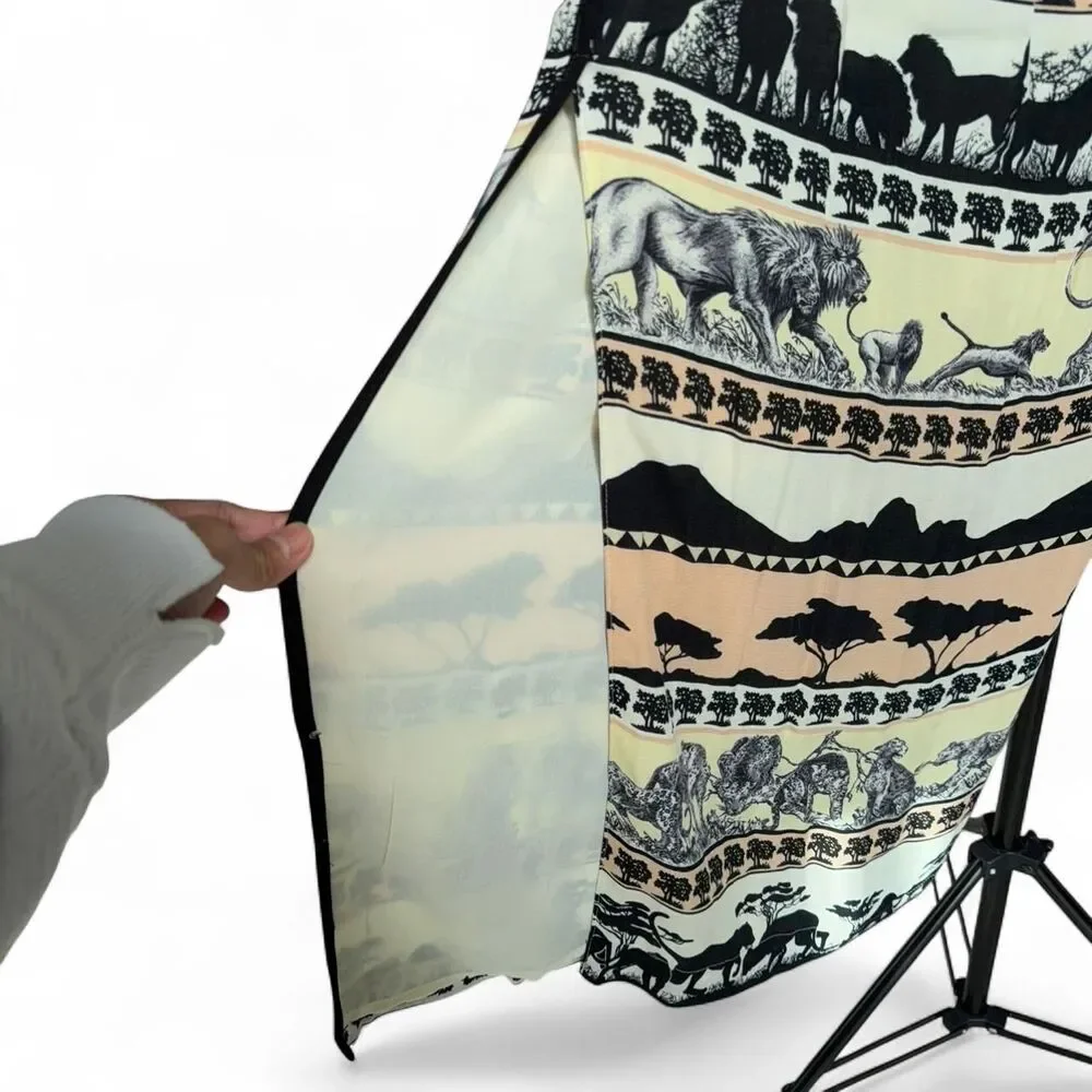 Vintage 90s Platinum by Dorothy Schoelen safari animal prints maxi skirt size 4